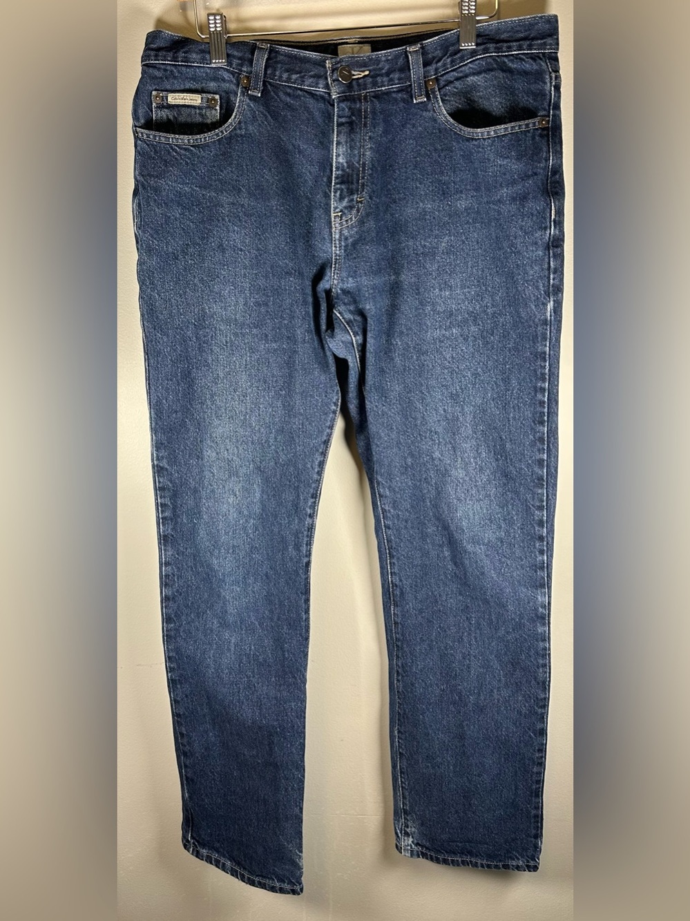 Vintage Calvin Klein Men’s Denim Jeans 33x33 Omega Dark Wash Embroidered Y2K EUC